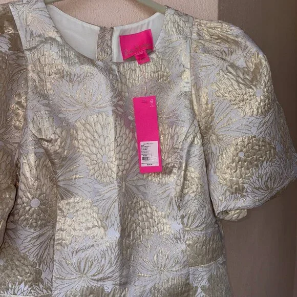 Lilly Pulitzer Ailani Dress Gold Metallic Shift - Size 12 - NWT - MSP $278 - Picture 6 of 14